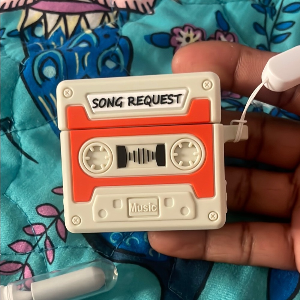 Retro Cassette Tape AirPod 4 case w/ Cleaner Kit  - Orange and White